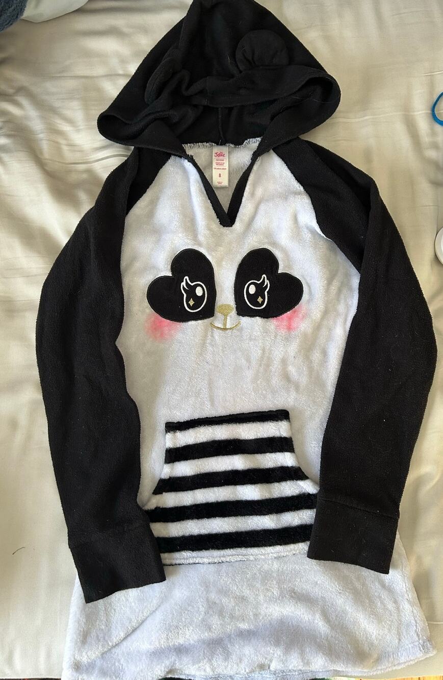 Justice fleece hooded panda nightgown size 8